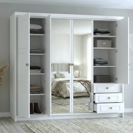 A&J MöbelLand Drehtürenschrank OSLO 200 x 215 x 59,5 cm Weiß