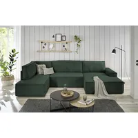 Wohnlandschaft OTTO HOME "SHERWOOD U-Form, 329 cm - OTTO. Verlässliche Qualität.", grün (dunkelgrün), B:329cm H:85cm T:195cm, 100% Polyester, Sofas, Wohnlandschaft, Schlaffunktion m. Bettkasten (194x139 cm), Cord, Vintage, Samtvelours