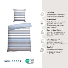 SCHIESSER Hoops Gestreift Blau 135 x 200 cm + 80 x 80 cm