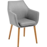 AC Design Furniture Trine Esszimmerstuhl mit Hellgrauem Sitz und Eichenholzbeinen, 1 Stück, B: 58 x H: 84 x T: 58 cm, Akzentstuhl, Polsterstuhl, Wohnzimmermöbel, Esszimmermöbel