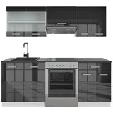 Vicco Küchenzeile R-Line 200 cm Anthrazit Hochglanz/Weiß