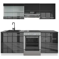 Vicco Küchenzeile R-Line 200 cm Anthrazit Hochglanz/Weiß