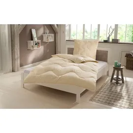 Älgdröm Naturfaserbettdecke Baumwolle 60 °C, Bettdecke 135x200 cm, 155x220 cm, 200x200 cm, Füllung: 100% Baumwolle, Bezug: 100% Baumwolle, Bettdecken, Sommer, Winter, 4 Jahreszeiten, Decke, Made in Germany beige 155 cm x 220 cm