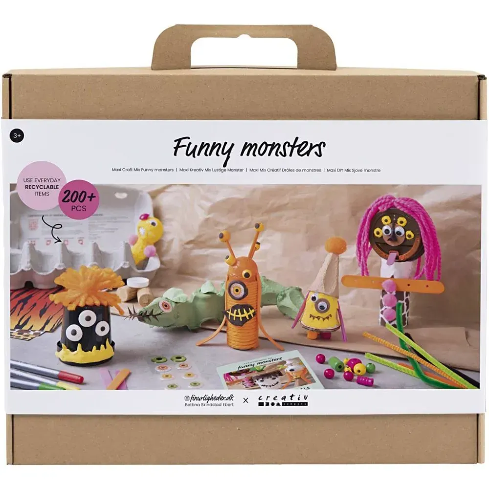 Monster Bastelset f3r Kinder bunt Holz Moosgummi Acrylfarben - Creativ Company Kreativset Maxi Sfcdfes Monster - 3-8 Jahre, umfangreiches Materialset