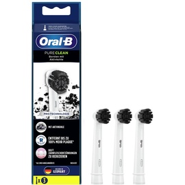 Oral B Oral-B Pure Clean Aufsteckbürsten für elektrische Zahnbürste, 3 Stück, mit Aktivkohle-Borsten, Zahnbürstenaufsatz für Oral-B Zahnbürsten