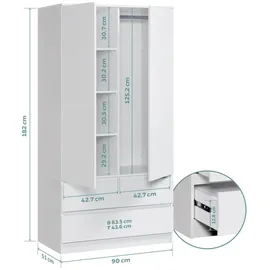 home collective Kleiderschrank 90x51x182 cm Weiß