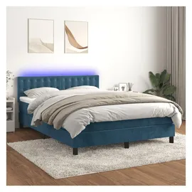 vidaXL Boxspringbett 140 x 200 cm H2 Dunkelblau