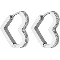 Purelei Creolen Glitter Heart in Herzform mit Schmucksteinen Silber Damen