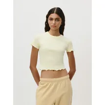 LeGer By Lena Gercke LeGer T-Shirt Teresa, LeGer by Lena Gercke mit Rippstruktur, kurze Form, slim fit gelb XXL (44)