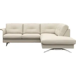 Ecksofa FLEXLUX "Glow, super bequem durch hochwertigem Sitzaufbau mit Federkern, L-Form", weiß (warm weiß), B:236cm H:81cm T:224cm, 100% Echteder, Sofas, Modernes skandinavisches Design