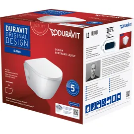 Duravit D-Neo Wand-WC Compact mit WC-Sitz Weiß spülrandlos