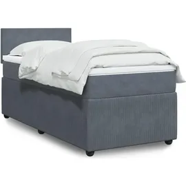 vidaXL Boxspringbett mit Matratze Dunkelgrau 140x200 cm Samt