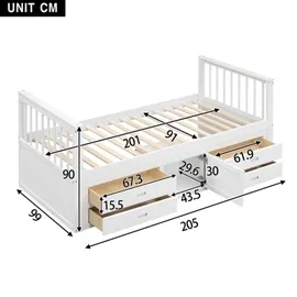 XDOVET Kinderbett Podestbett 90 x 200 cm Weiß