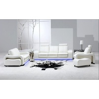 JVmoebel Sofa Ledersofa Couch Wohnlandschaft 3+2+1 Sitzer Garnitur Design Modern Sofa weiß