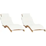 vidaXL Sonnenliegen 2 Stk. mit Auflagen Massivholz Teak