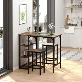 Homcom Bartisch-Set 109 x 60 x 100 cm Rustikales Braun/Schwarz