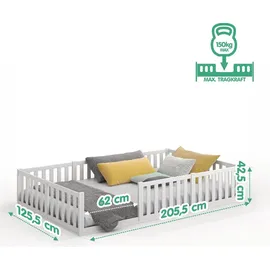 Cadani Kinderbett Teso 120 x 200 cm Kiefer massiv weiß