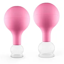 PULOX Schröpfgläser aus Echtglas mit Saugball - Set Duo klein in Pink: 25mm, 32mm 2 St Gerät