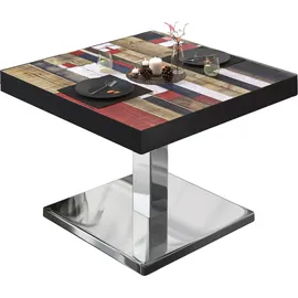GGM Möbel Bistro Loungetisch 70 x 70 x 41 cm Vintage Bunt/Edelstahl