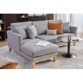miliboo - Skandinavisches Ecksofa links OSLO aus lagunengrünem, abziehbarem Stoff