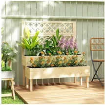 Outsunny Hochbeet mit Rankgitter 108 x 62 x 120 cm Beige