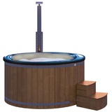 Wolff-Finnhaus Wolff Finnhaus Badebottich Hot Tub Typ 5 Ø 225 cm mit Acrylwanne, Massagesystem, Luftsprudelsystem & LED-Beleuchtung Acrylwanne in blau marmoriert Thermoholz