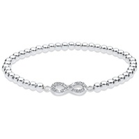 Elli Armband »Infinity Kristalle 925 Silber«, Weiß + weiß mit Steinen