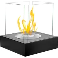 Selsey Tischkamin Kastra - Bioethanol-kamin Quadratisch Mit Sicherheitsglas, 40 X 52 X 40 Cm (schwarz Mit Struktur)