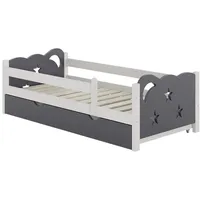 VitaliSpa Kinderbett Jessica 80x160 cm mit Schublade, ohne Matratze, Grau/Weiß - Grau