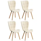 CLP 4er Set Esszimmerstuhl Elda Kunstleder creme
