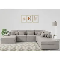 OTTO home Wohnlandschaft Florid U-Form, 6 Teile, bestehend aus Modulen, viele Bezugsqualitäten, auch in Cord beige