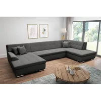 Wohnlandschaft DOMO COLLECTION "Treviso incl. Zierkissen, moderne Steppung, XXL: B/T/H: 364/201/83 cm" Sofas Gr. B/H/T: 364cm x 83cm x 201cm, Cord, Recamiere links, ohne Bettfunktion, grau wahlweise mit Bettfunktion, in vielen Bezugsarten auch Cord U-Form