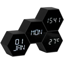Karlsson Wecker Modell: KA5805BK mit vier bienenwarbenförmigen Displays