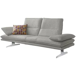 2,5-Sitzer W.SCHILLIG "broadway", grau (steel s22), B:236cm H:94cm T:96cm, Flachgewebe S22 (100% Polyester), Sofas, Sitztiefenverstellung, Kopfteil- & Seitenteilverstellung, Breite 236cm