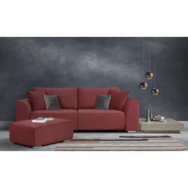 INOSIGN 3-Sitzer INOSIGN "BEATRICE, B: 250 cm - wahlweise mit Bettfunktion", rot, B:250cm H:92cm T:107cm, Sofas, u. Bettkasten, incl. 2 Zierkissen
