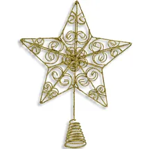 Riffelmacher & Weinberger Riffelmacher Weihnachtsbaumspitze Stern | Drahtspitze Silber oder Gold 20cm | Christbaumspitze Spitze Drath (Gold)