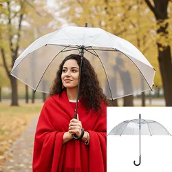 Transparenter Kuppel-Regenschirm, Ø 100 cm – Modern & stilvoll, stabiler Stockschirm, klare Sicht bei Regen
