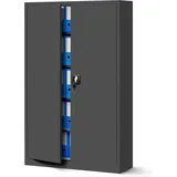 Jan Nowak Büroschrank C001II Aktenschrank XXL Metallschrank Flügeltüren Stahlblech Pulverbeschichtung 185 cm x 115 cm x 40 cm (anthrazit/anthrazit)