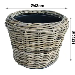 Pflanzkorb Sylter Korb Blumenkorb 43x33cm Rattan Garten Drypot Natur