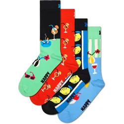 Happy Socks 4er Pack Unisex Socken - Geschenkbox, Classics, gemischte Farben Fancy Dinner 41-46