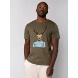 wat? APPAREL T-Shirt Hirsch in Khaki | Gr.: 46