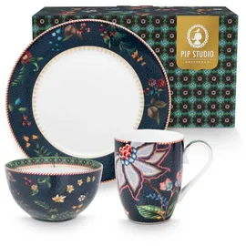 Pip Studio Berry Blues Frühstücksset 3-tlg. blau