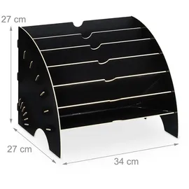 Relaxdays Dokumentenablage, 6 Ablagefächer, DIN A4, HxBxT: 27 x 34 x 27 cm, Büro & Schule, Büro-Organizer, MDF, schwarz