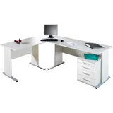 Proregal Eckschreibtisch Tiger HxBxT 75 x 155 x 205 cm Lange Seite Links Weiß