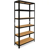 shelfplaza BLACK Schwerlastregal in schwarz mit 6 Böden und 145 kg Traglast pro Boden