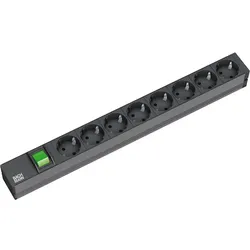 Bachmann 19"-Steckdosenleiste ALU 1HE, 8-fach 35°, schwarz, 2,0m, mit Schalter
