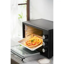 Steinborg Minibackofen 25 Liter Pizzaofen 25L mit Umluft 1600 Watt Schwarz