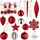 Brubaker 50 Stück Premium Christbaumschmuck - Weihnachtskugel Set mit Glitzer Kugeln, Schneeflocken, Eiszapfen und Tannenzapfen - Baumkugel Baumschmuck für Weihnachtsbaum - Rot und Weiß