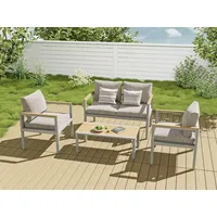 MeXo RICHLY Gartenlounge-Set Gartenmöbel Set für 4 Personen Aluminium wetterfest Terrassenmöbel-Set, mit Kissen und Sitzpolstern, Beige - Beige