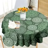 Tischdecke Rund 150 Abwaschbar Paisley Style Runde Tischdecke für Draußen Polyester Outdoor Wetterfest Gartentischdecke für Küche Garten Gartentisch Esstisch Couchtisch Party